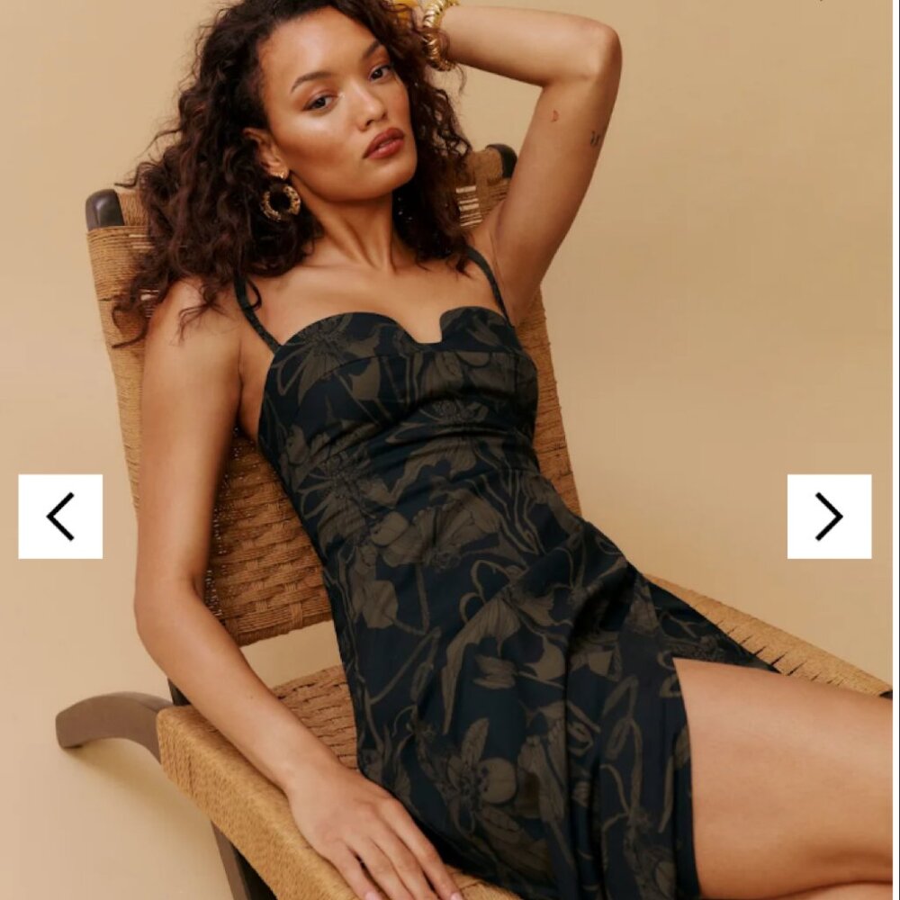 Reformation Alfred Dress - Size 6 Black and Brown